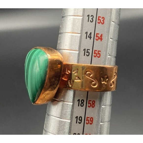 Signed Jay King DTR Copper Ring Size 7.75 Triangular Natural Malachite Cabochon - Picture 7 of 12